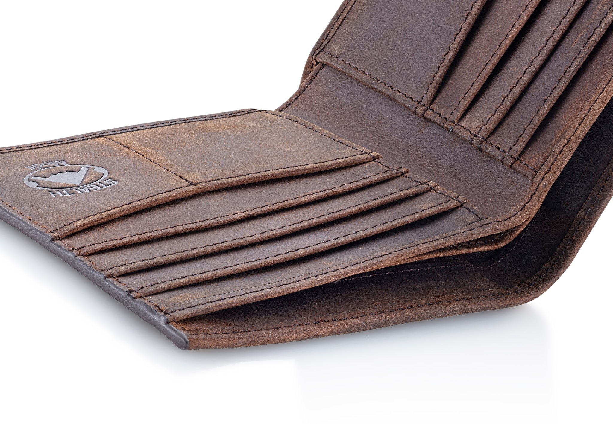 Bifold RFID Wallet for Men - Genuine Napa Leather Bifold Mens Wallet with 8 Card Slots & Divided Billfold - Elegant Gift Box Packaging, RFID Blocking Technology (Brown)